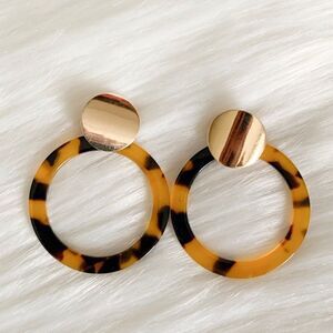 Gold Leopard Acrylic Drop Earrings